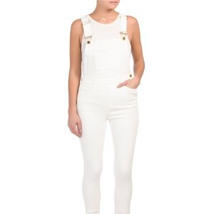 We Wore What High Rise White Denim Skinny Overalls Women's NWT